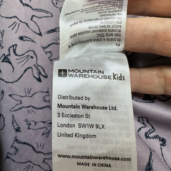 EUC Mountain Warehouse Navy Windbreaker, Hood Lavender Bunny Print Lining Zip Up - Picture 8 of 10